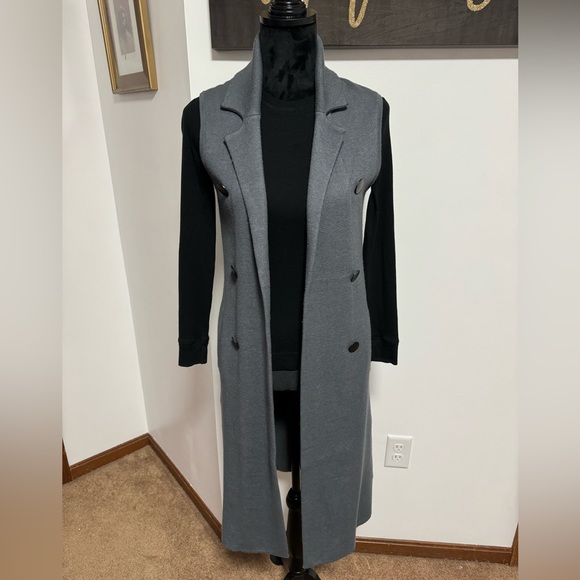 Rachel Zoe Women's S Gray Open Front Knit Cardigan Sweater Vest - Picture 4 of 11